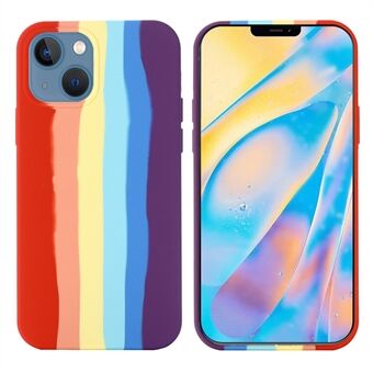 Rainbow Soft Liquid Silicone Drop-Protection telefoonhoesje voor iPhone 13 6.1 inch - Rood