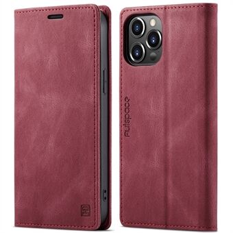 AUTSPACE A01-serie Premium retro matte PU-lederen portemonnee Flip Stand Cover met RFID-blokkerende magnetische sluiting voor iPhone 13 Pro 6,1 inch