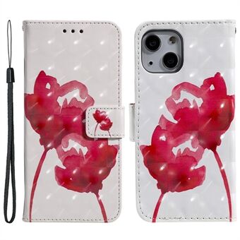 Lichtvlekdecor Stand Leren hoesje Schokbestendige telefoonhoes met riem voor iPhone 13 6.1 Inch