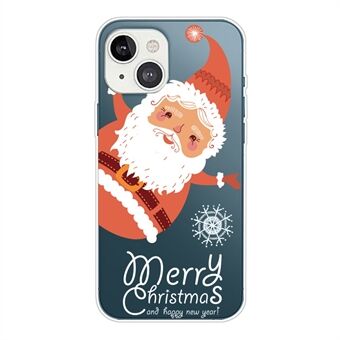 Schokbestendige IMD Kerstpatroon Bedrukt Flexibele TPU Telefoonhoes voor iPhone 13 6.1 inch