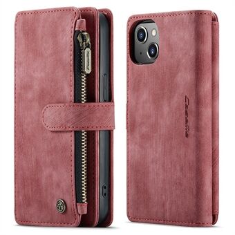 CASEME C30-serie Schokbestendig Ondersteunend Stand Ritsvak Schokbestendig PU-leer TPU Wallet Cover Flip Case Telefoonhoes voor iPhone 13 6.1 inch