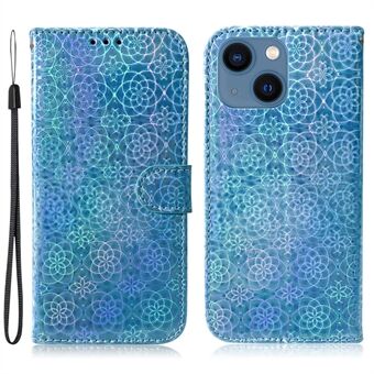 Bloemenpatroon Volledige bescherming lederen telefoonhoes Stand Cover met portemonnee voor iPhone 13 6.1 Inch