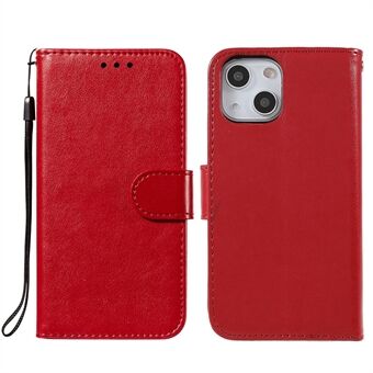 Effen kleur PU lederen portemonnee hoesje Magnetische sluiting Stand Functie Flip Cover met riem voor iPhone 13 6.1 Inch