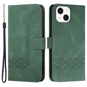 Rhombus Opdruk Ruit Lijnen Folio Flip PU Lederen Portemonnee Stand Telefoon Cover Protector voor iPhone 13 6.1 inch