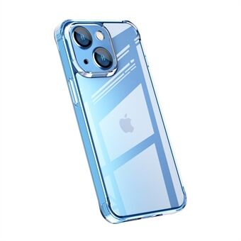 Voor iPhone 13 6.1 inch schokbestendig, dun telefoonhoesje Achterkant van gehard glas + flexibele zachte TPU bumper beschermhoes