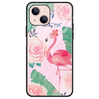 Voor iPhone 13 6,1-inch hoesje, patroonontwerp Hard gehard glas + pc-achterkant TPU-frame schokbestendige hoes