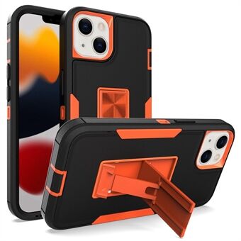 For iPhone 13 6.1 inch Back Shell, PC + TPU Hybrid Phone Cover with Integrated Kickstand Car Mount Metal Sheet Case