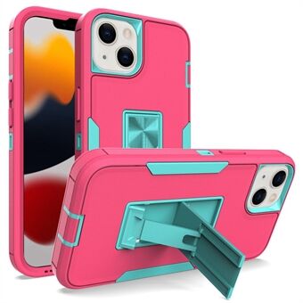 For iPhone 13 6.1 inch Back Shell, PC + TPU Hybrid Phone Cover with Integrated Kickstand Car Mount Metal Sheet Case