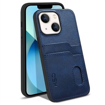 KSQ 002 Series for iPhone 13 6.1 inch Card Slots All-around Protection Case PU Leather Coated PC+TPU Hybrid Mobile Phone Shell