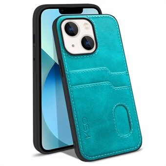 KSQ 002 Series for iPhone 13 6.1 inch Card Slots All-around Protection Case PU Leather Coated PC+TPU Hybrid Mobile Phone Shell