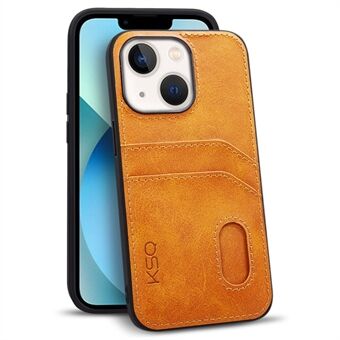 KSQ 001 Series All Edge Wrapped Protection Shell Case for iPhone 13 6.1 inch, PU Leather+TPU+PC Cell Phone Cover with Card Slots