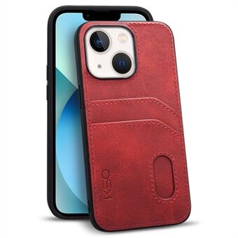 KSQ 001 Series All Edge Wrapped Protection Shell Case for iPhone 13 6.1 inch, PU Leather+TPU+PC Cell Phone Cover with Card Slots