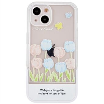 Voor iPhone 13 6.1 inch Gedrukt Tulpen Bloemen Patroon TPU Case Kickstand Ontwerp Camera Bescherming Schokbestendige Cover