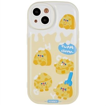 Voor iPhone 13 6.1 inch Leuke Cartoon Kaaspatroon Afdrukken Shell Vier Hoek Airbag TPU Achterkant: