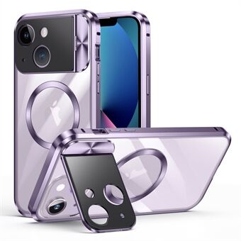 Kickstand Hoes Compatibel met MagSafe voor iPhone 13, Gehard Glas+Aluminiumlegering+PC Hoes Magnetische Telefoonhoes