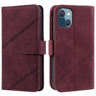 Voor iPhone 13 6.1 inch Schokbestendig Telefoonhoesje Bedrukte PU Lederen Stand Cover met Meerdere Kaartsleuven en Cash Pocket