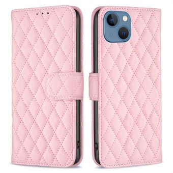 Rhombus COLOR Wallet Case Stand voor iPhone 13 6.1 inch, BF Style-14 Anti- Scratch bedrukt ruitpatroon PU lederen telefoon beschermhoes kaarthouder