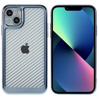 Voor iPhone 13 6.1 inch Zachte TPU Galvaniseren Anti-slijtage Achterkant Koolstofvezel Textuur Beschermhoes: