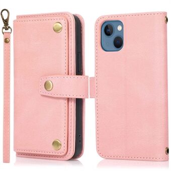 Voor iPhone 13 6.1 inch Drop-proof Telefoon Flip Wallet Cover Stand Scratch PU Lederen Telefoon Case met meerdere Kaartsleuven