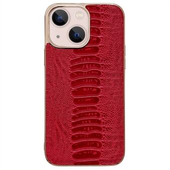 Voor iPhone 13 6.1 inch Krokodil Textuur Telefoon Case Galvaniseren Edge Echt Leer + PC + TPU Telefoon Cover: