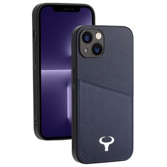 Voor iPhone 13 6.1 inch Goed beschermde Telefoon Case Bedrukt Rundleer Gecoat PC Anti-slijtage Achterkant Kaarthouder