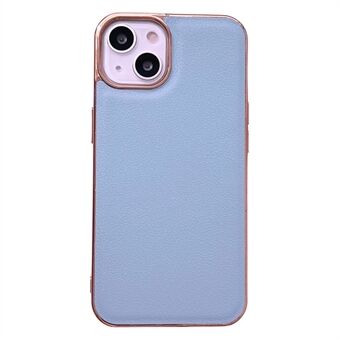 Voor iPhone 13 6.1 inch Nano Galvaniseren Geweven Achterkant Echt Rundleer Gecoat TPU + PC Shockproof Phone Case