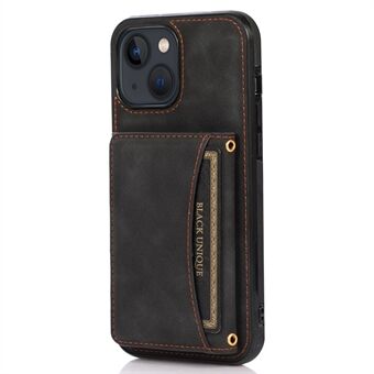 Voor iPhone 13 6.1 inch Tri-fold Kaarthouder Portemonnee Telefoon Kickstand Cover PU Leer + TPU Shockproof Case