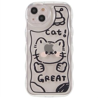 Golfvormige Edge Back Cover voor iPhone 13 6.1 inch, Patroon bedrukt Scratch Soft TPU Phone Shell