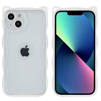 Voor iPhone 13 6.1 inch Kat Oor Ontwerp Golfvormige Edge Beschermende Shell Matte Doorschijnende Zachte TPU Mobiele Telefoon Case: