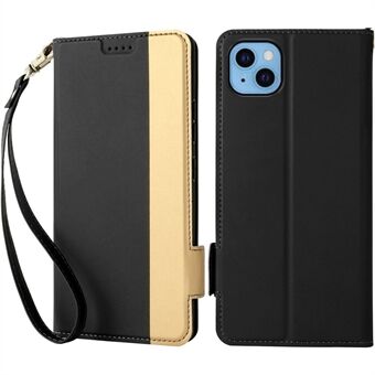 Voor iPhone 13 6.1 inch Contrast Kleur PU Leer Dual Magnetische Sluiting Schokbestendig Telefoon Case Kaarthouder Stand Folio Flip Cover: