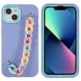 Anti-drop Case voor iPhone 13 6.1 inch 2 in 1 Schokbestendig TPU + PC Telefoonhoes Rubberen telefoonhoes met riem