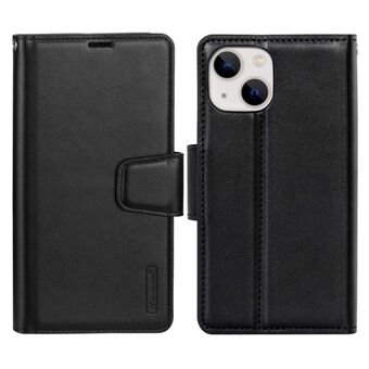 HANMAN Mill-serie voor iPhone 13 6.1 inch volledige bescherming telefoonhoes PU-leer TPU Folio-flipcover met Stand