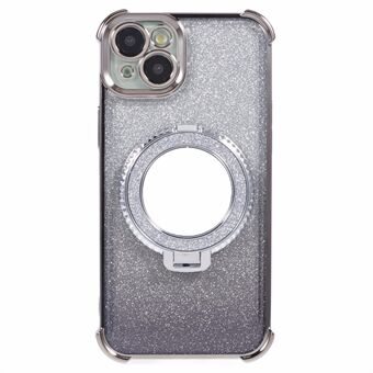 Voor iPhone 13 Hoesje Ring Kickstand Elektroplating Glitter TPU Telefoonhoesje met Spiegel