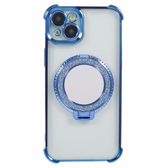 Voor iPhone 13 6.1 inch zijharthemd patroon hoesje met standaard en spiegel