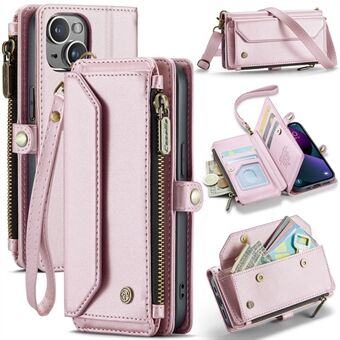 CASEME C36-serie voor iPhone 13-hoesje RFID-blokkerende ritsleren telefoonhoes met crossbody-koord