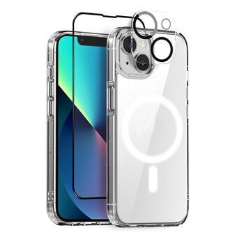 NORTHJO Voor iPhone 13 PC+TPU Telefoonhoesje met Geharde Glasfilm + Cameralensbescherming, Compatibel met MagSafe