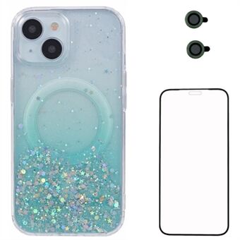 WANLONFENG JWT Serie voor 13 Glitter Sequin TPU+Acryl Magnetische Telefoonhoes met Schermfolie + Lensfolie