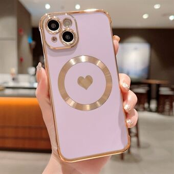 Voor iPhone 13 Magnetische Hoes Liefdeshartpatroon TPU Krasbestendige Telefoonhoes Electroplated Rand