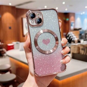 Voor iPhone 13 Hoes Gradient Glitter TPU Telefoonhoes Compatibel met MagSafe