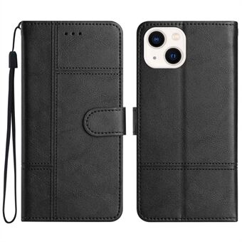 Anti-drop telefoon portemonnee hoesje voor iPhone 13 6.1 inch, zakelijke stijl PU lederen folio flip cover opvouwbare Stand met riem