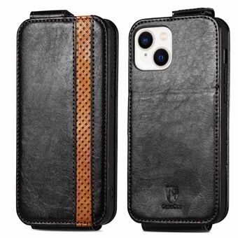 CASENEO 003 Serie Verticale Flip Telefoon Case voor iPhone 13 6.1 inch, Kaarthouder Zakelijke Stijl Splicing PU Lederen Stand Cover