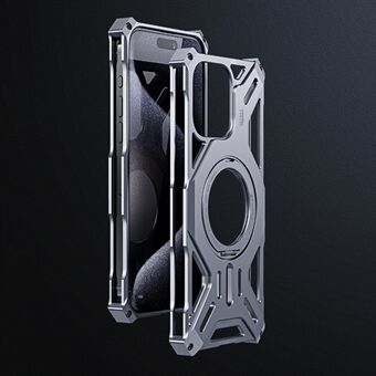 Voor iPhone 14 / 13 Hoes Kickstand Frameless Aluminiumlegering+Silicone Telefoonbumperhoes