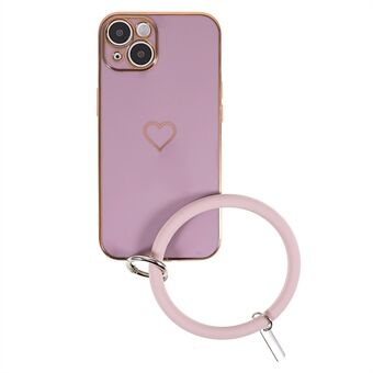 Voor iPhone 13 6.1 inch Hart Patroon TPU Telefoon Case 6D Galvaniseren TPU Beschermende Telefoon Cover met Siliconen Ring :