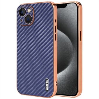 AZNS Voor iPhone 13 Hoesje Elektroplating Carbon Fiber Textuur PU+TPU Telefoonhoesje