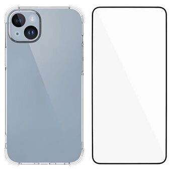 WANLONFENG WL-serie voor iPhone 13 TPU-hoes 2,0 mm telefoonomslag met gehard glas film