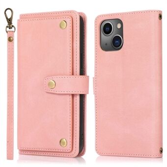 Voor iPhone 13 6.1 inch Anti-val PU Lederen Telefoon Portemonnee Case Stand Meerdere Kaartsleuven Flip Folio Beschermende Mobiele telefoon Cover: