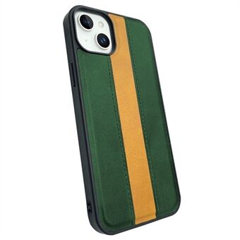 Voor iPhone 13 6.1 inch PU-leer gecoate TPU-telefoonhoes Contrasterende kleur schokbestendige achterkant: