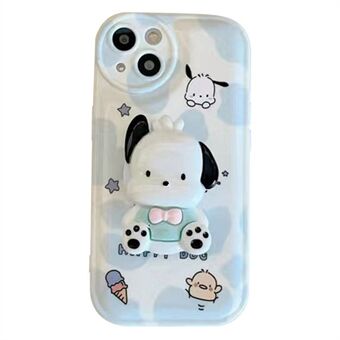 Voor iPhone 13 6.1 inch Cartoon Patroon Afdrukken Telefoon Cover Luchtkussen Puppy Vorm Kickstand Anti- Scratch TPU Case