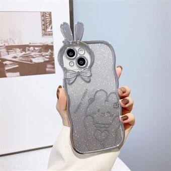 Anti-Drop Telefoon Case voor iPhone 13 6.1 inch Konijn Ontwerp Galvaniseren Zachte TPU Cover Gradiënt Glitter Telefoon Case