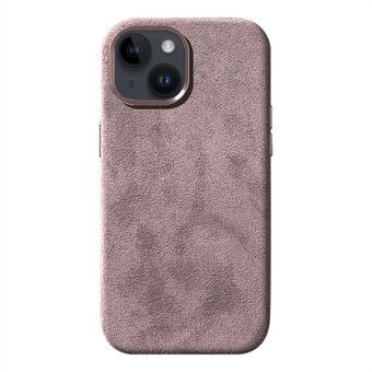 Voor iPhone 13 6,1 inch achterkant, Scratch alcantara suède gecoat pc-telefoonhoesje met metalen knop